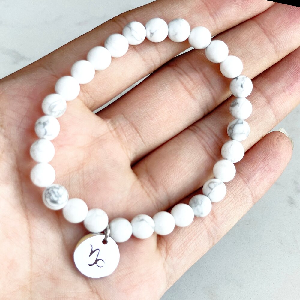 Bracelet Zodiaque en Howlite Blanche | Lithothérapei Stéphanie