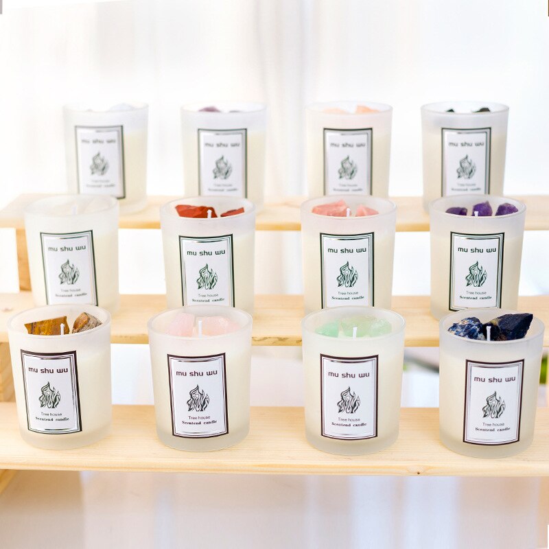 Bougie Infusée aux Cristaux | Grand Format | Lithothérapie Stéphanie