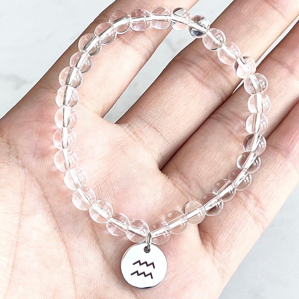 Bracelet Zodiaque en Pierre Cristal de Roche | Lithothérapie Stéphanie