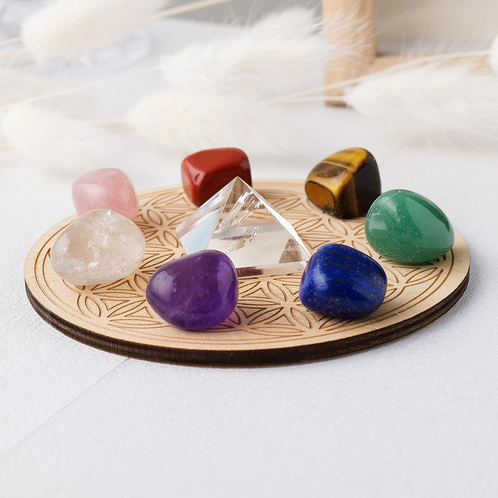 Coffret Lithothérapie | Fleur de Vie et 7 Chakras | Lithothérapie Stéphanie