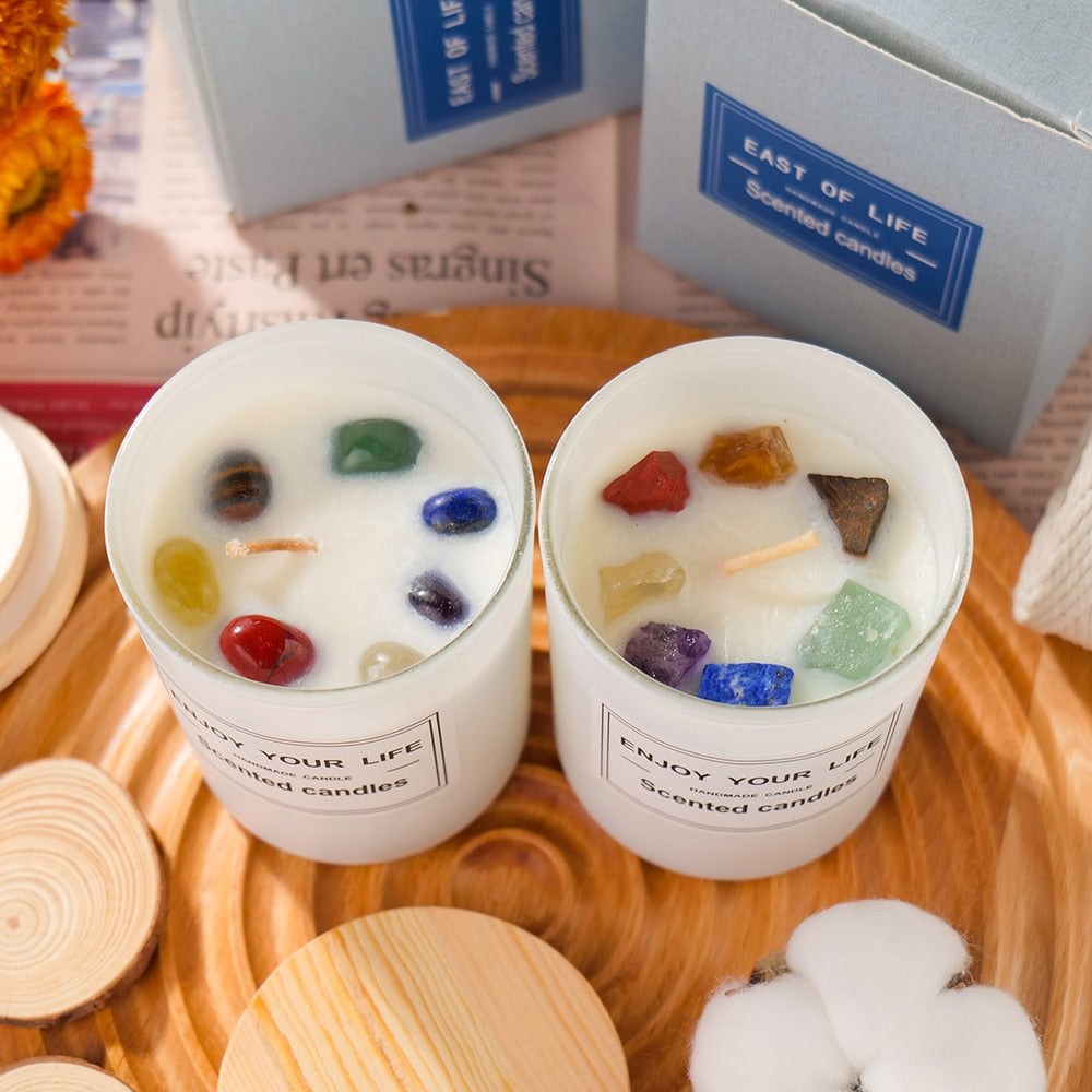 Bougies Infusées aux Cristaux | 7 Chakras | Lithothérapie Stéphanie