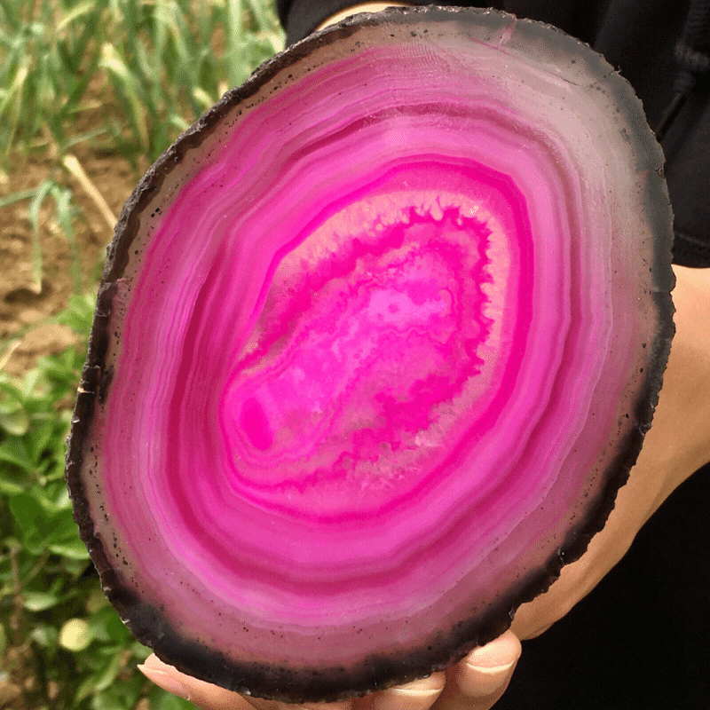Tranche d'Agate Naturelle Rose | Lithothérapie Stéphanie